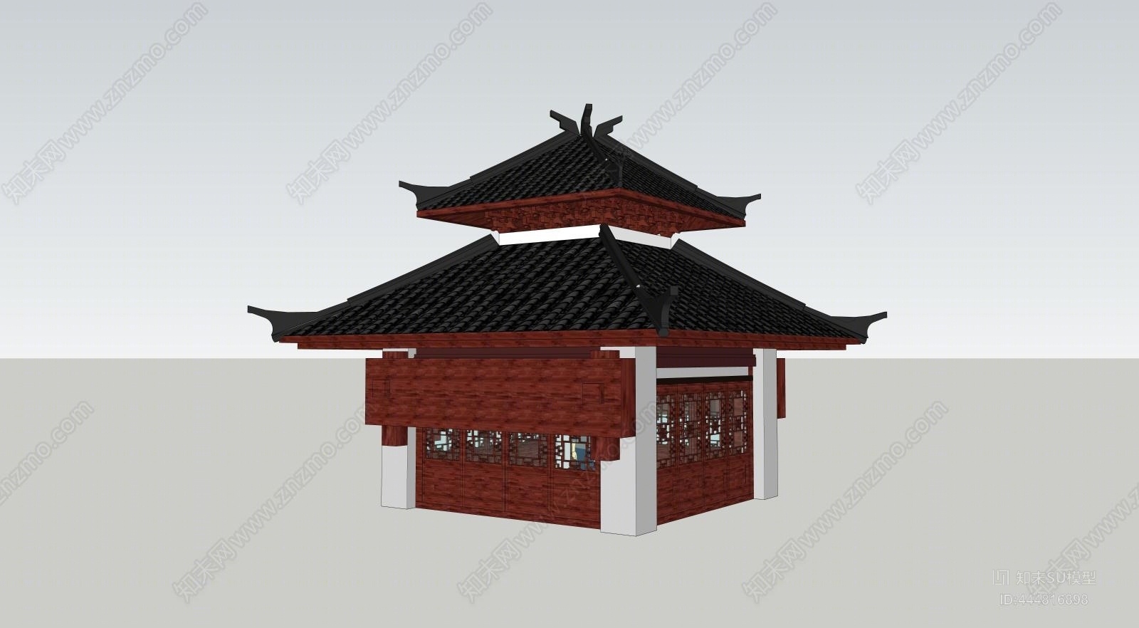 中式清代亭子SU模型下载【ID:444816898】