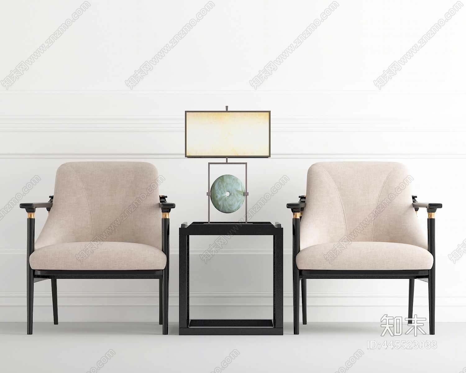 中式椅子茶几组合3D模型下载【ID:445523033】