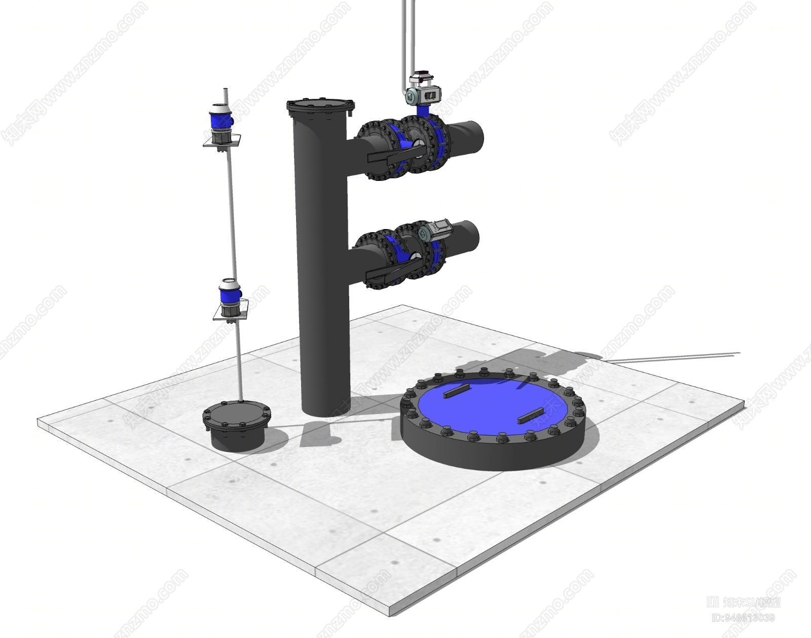 工业风格机房水厂真空破坏阀液位开关SU模型下载【ID:948813039】
