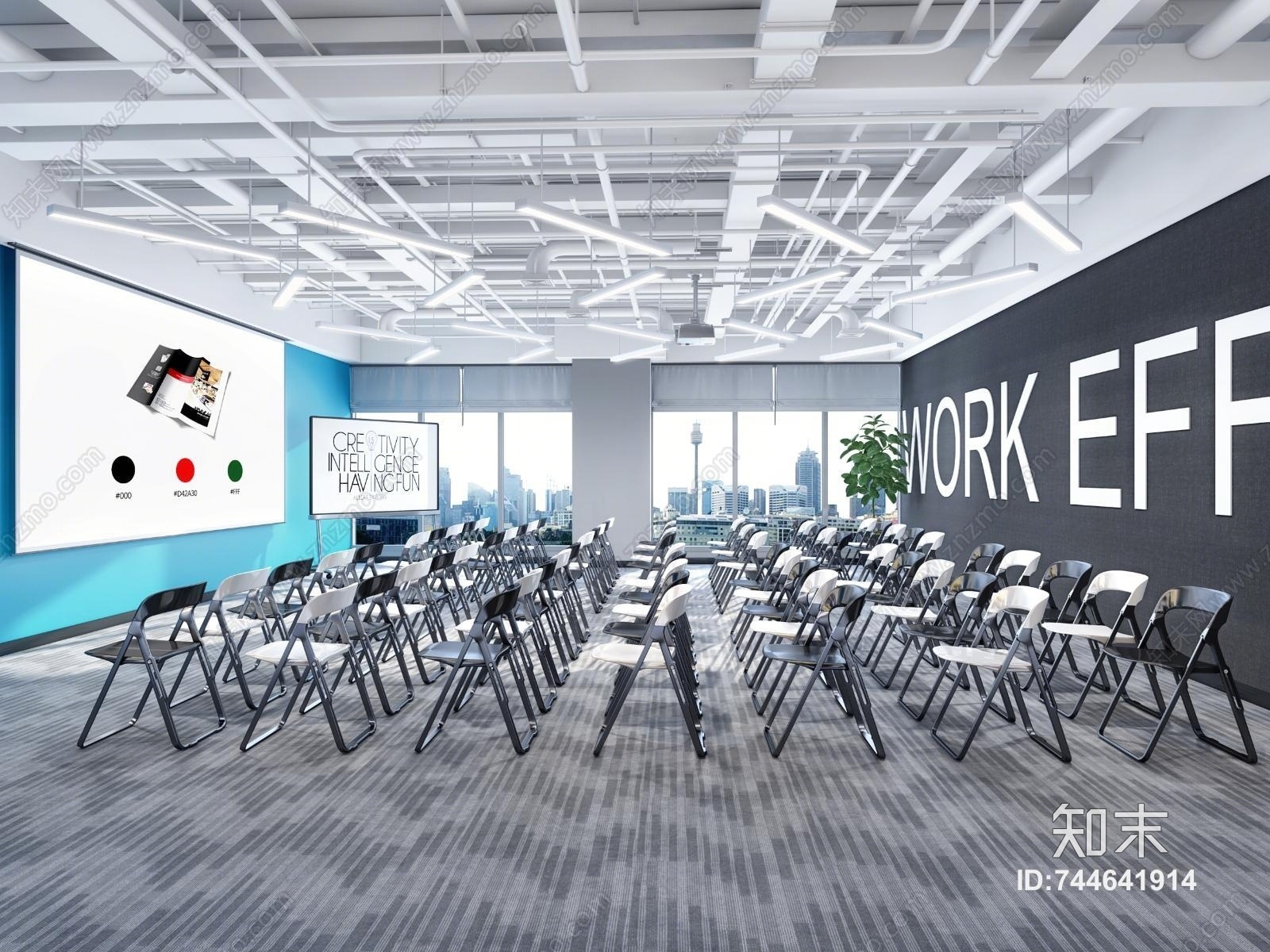 工业风多媒体培训室3D模型下载【ID:744641914】_知末3d模型网