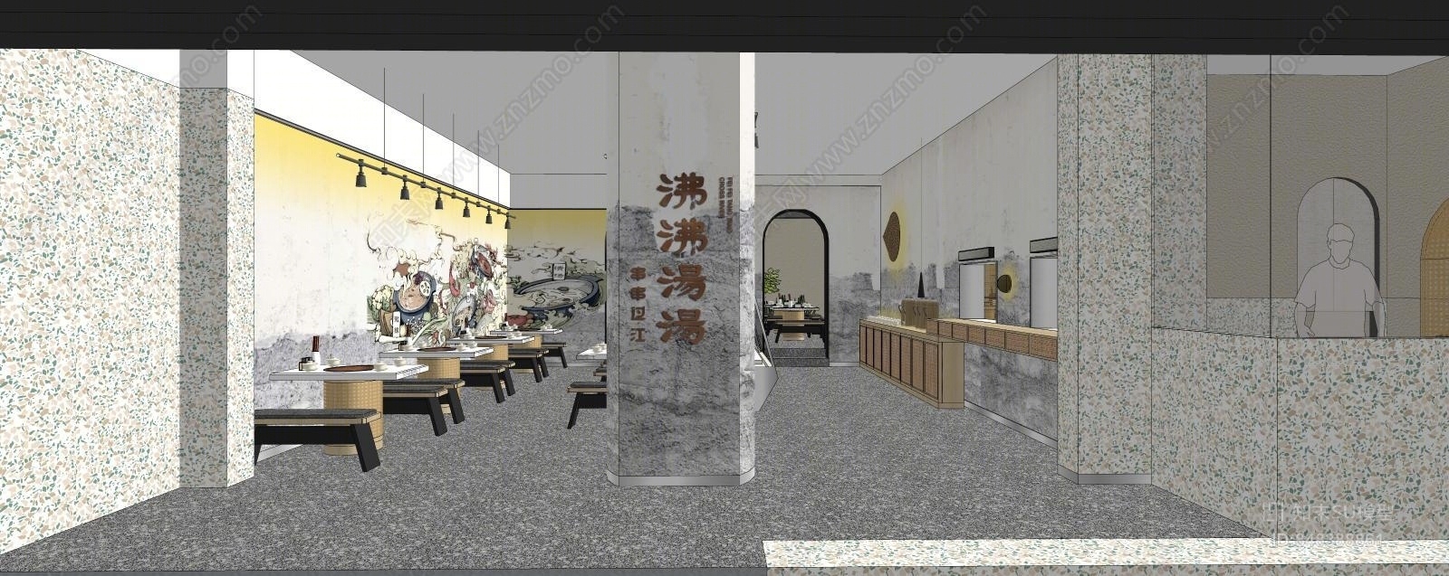 现代风格火锅店SU模型下载【ID:848388861】