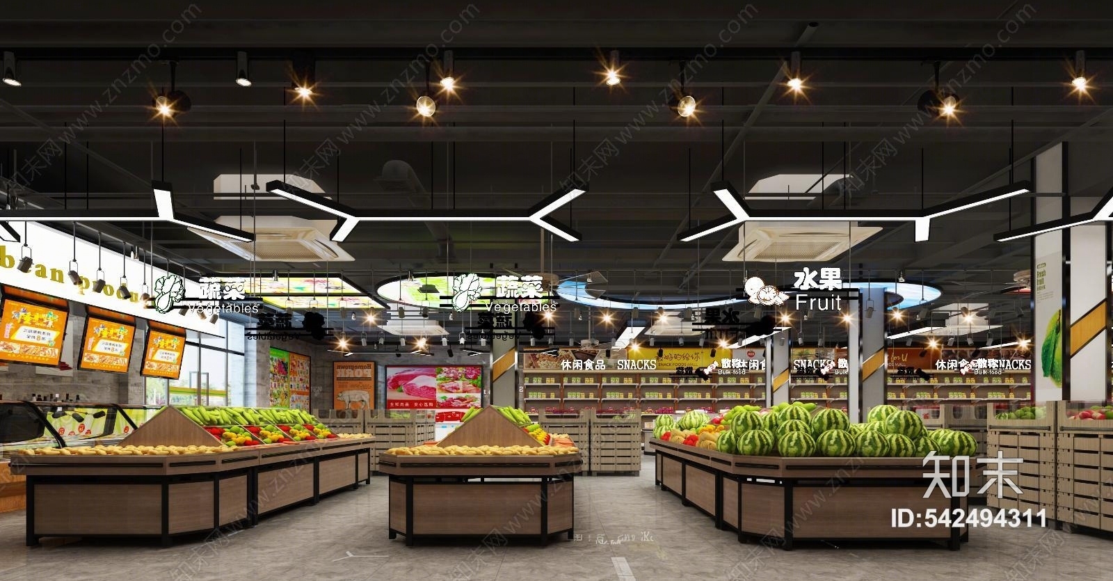 工业风超市水果店3D模型下载【ID:542494311】