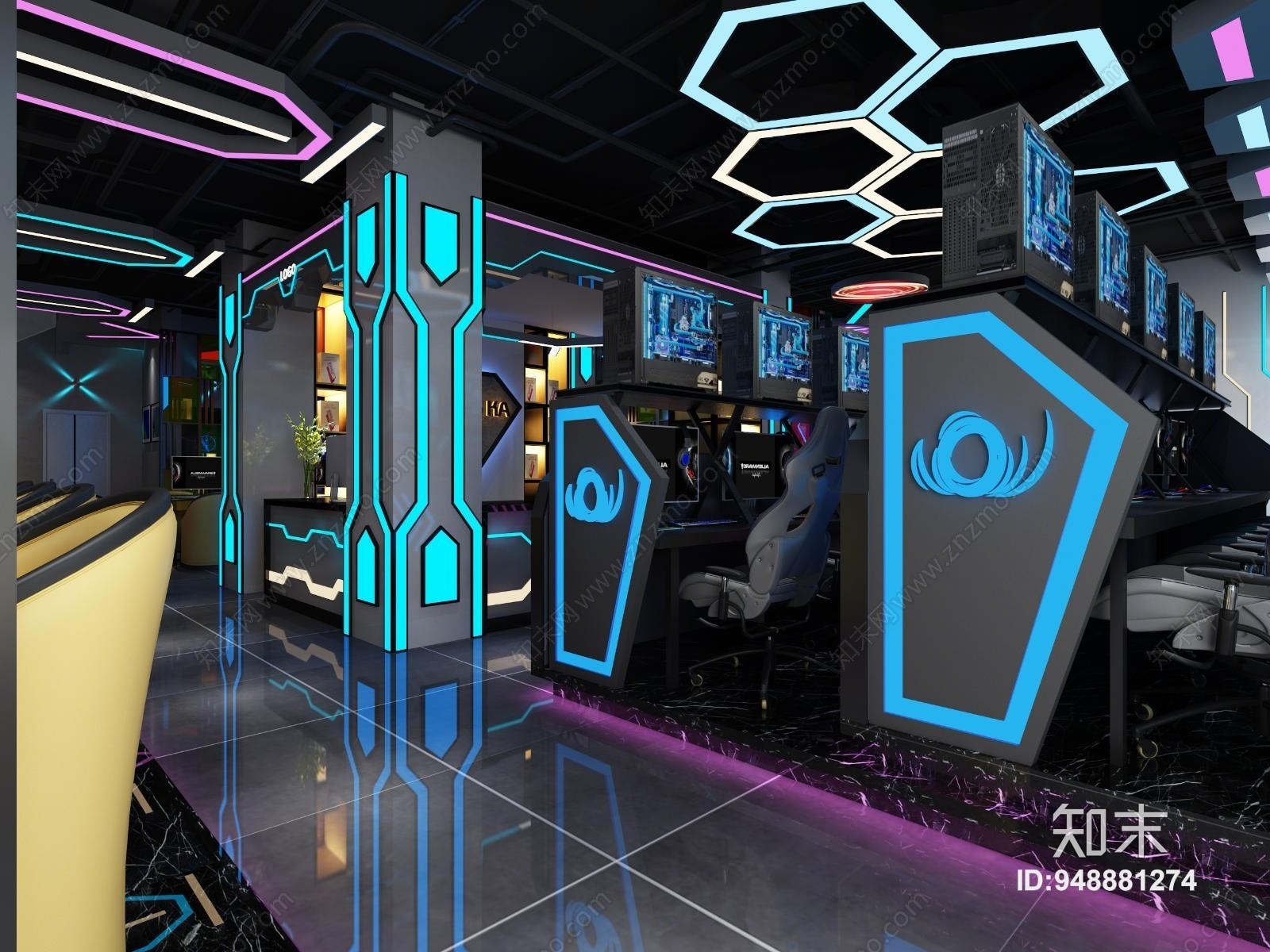 现代电竞风格网咖网吧3D模型下载【ID:948881274】