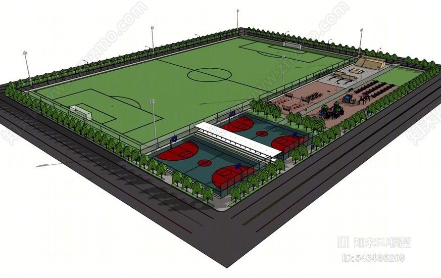 现代足球场SU模型下载【ID:543086209】