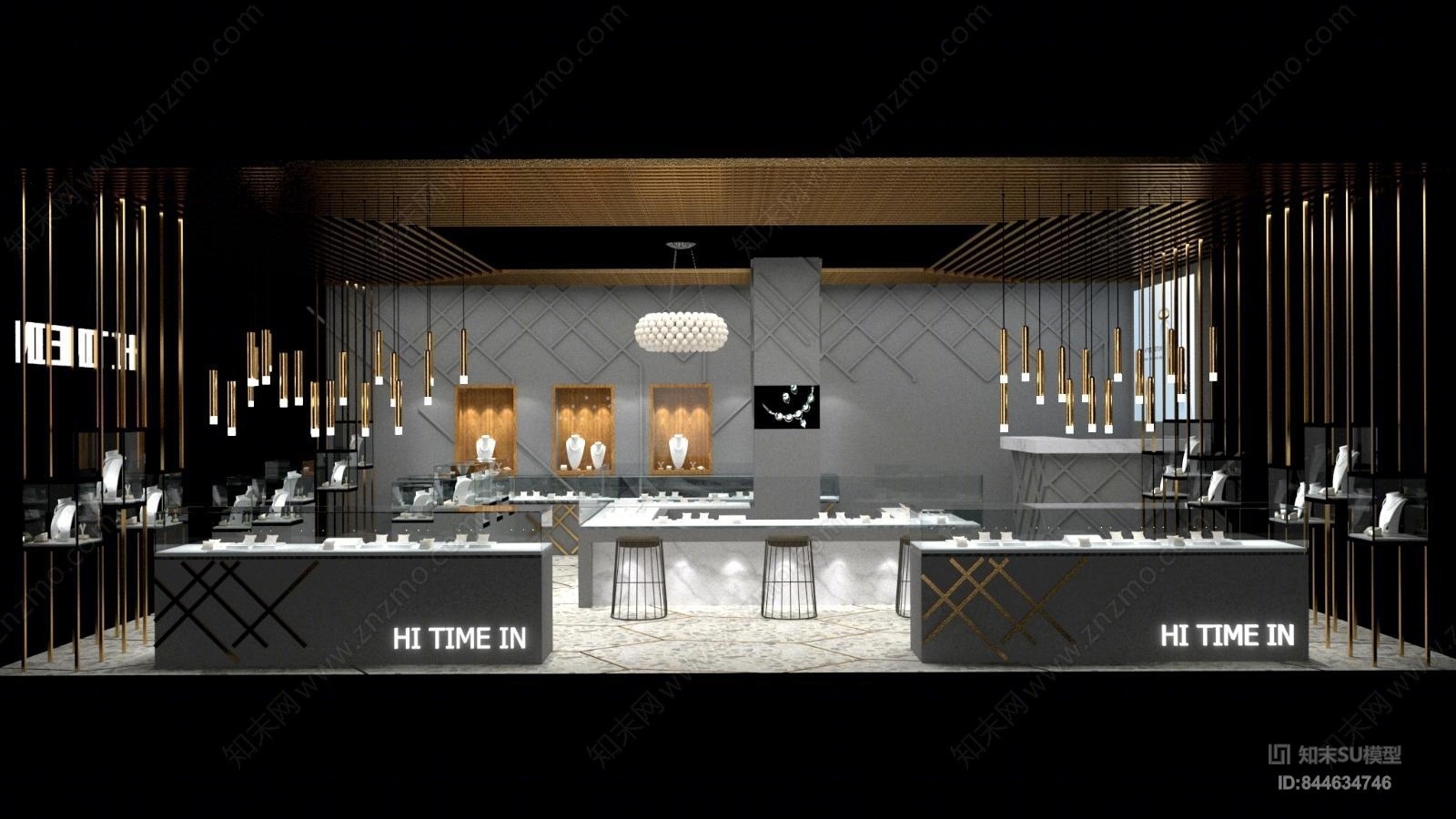 现代商场珠宝展示SU模型下载【ID:844634746】