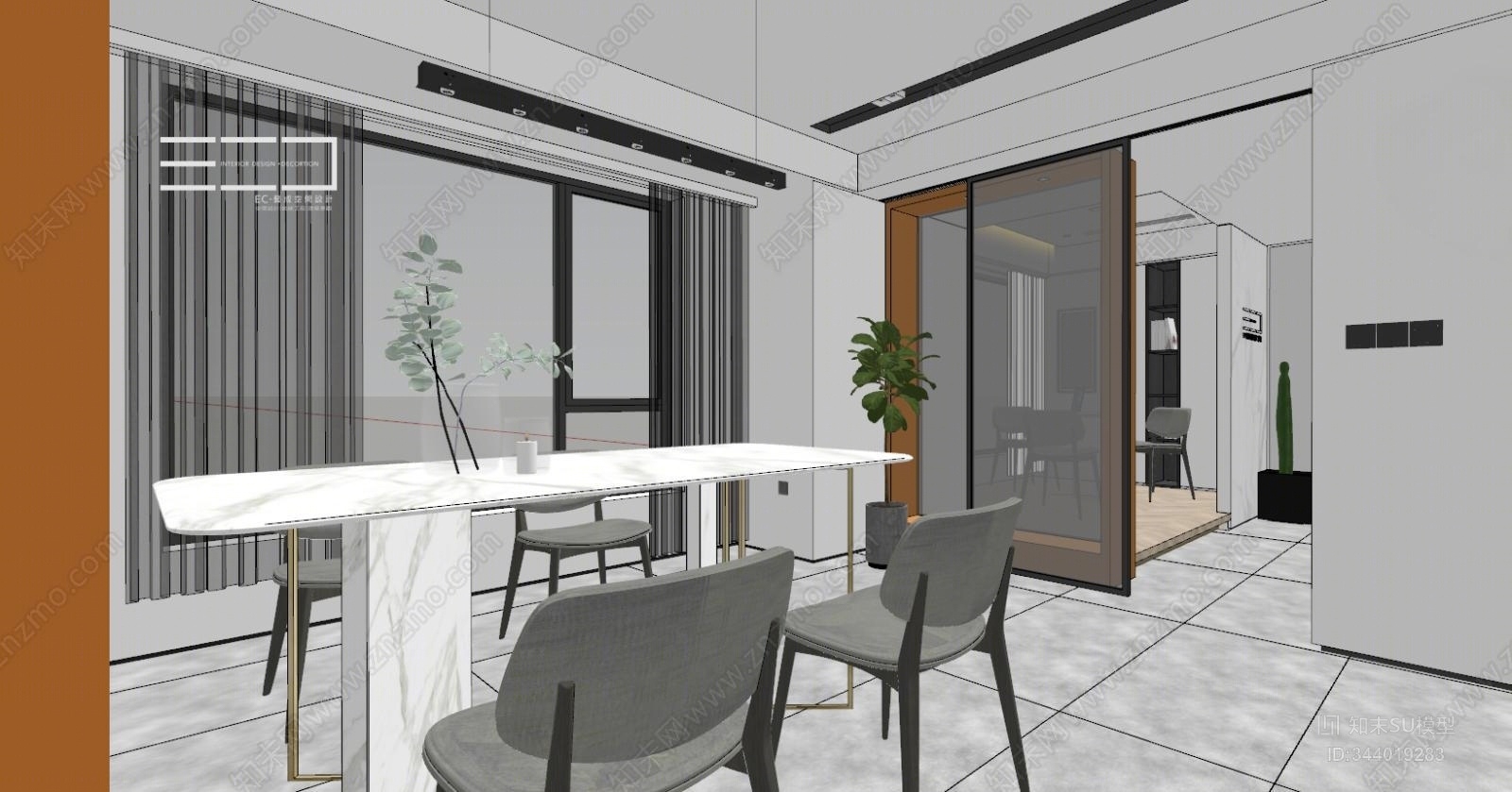 现代办公室设计SU模型下载【ID:344019283】