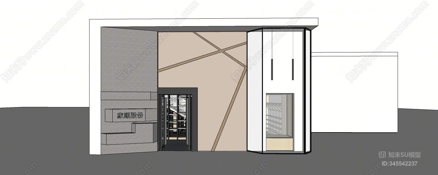工业风小型超市商场SU模型下载【ID:345542237】