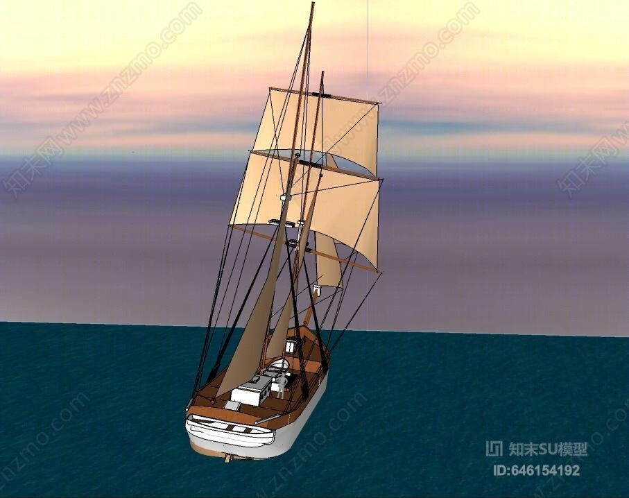 现代帆船SU模型下载【ID:646154192】