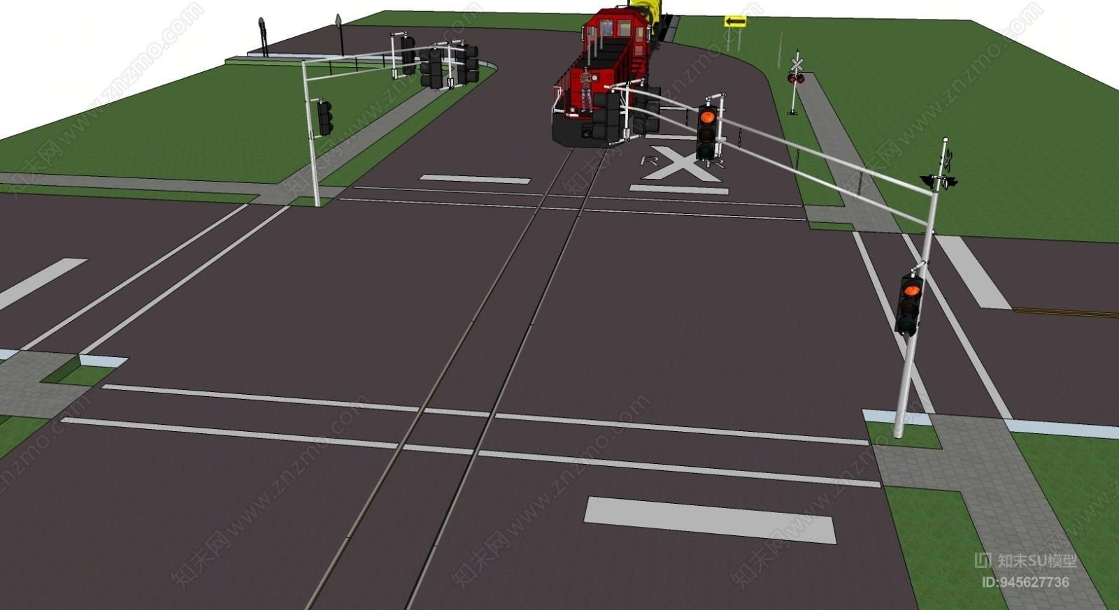 现代风格道路SU模型下载【ID:945627736】