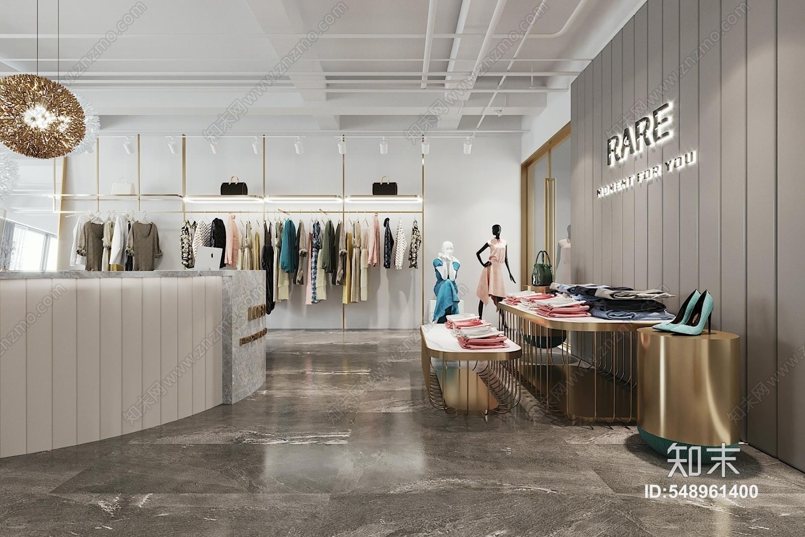 现代轻奢女装店3D模型下载【ID:548961400】