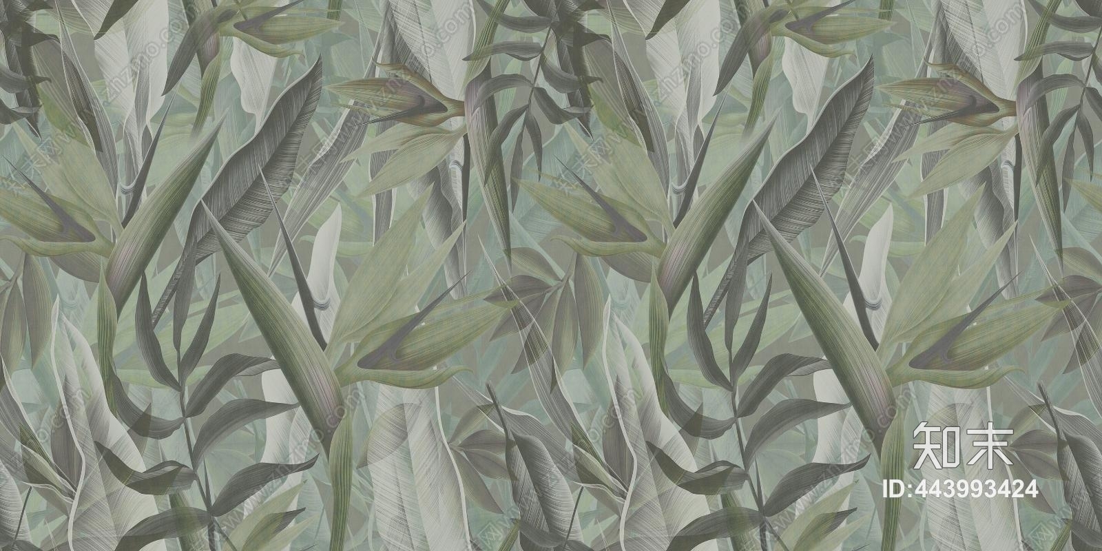 现代简约清新植物装饰壁纸壁画贴图下载【ID:443993424】