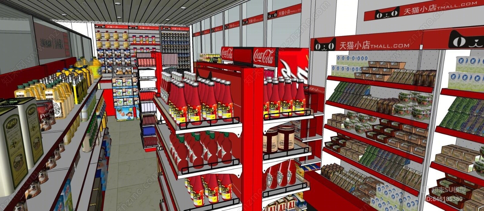 现代天猫小店超市SU模型下载【ID:846185380】