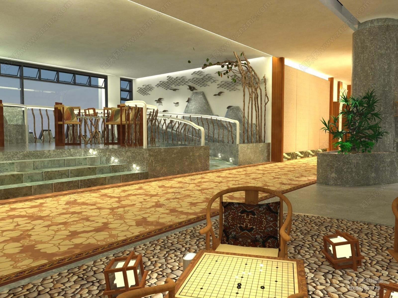 欧式酒店休闲娱乐空间SU模型下载【ID:541670779】