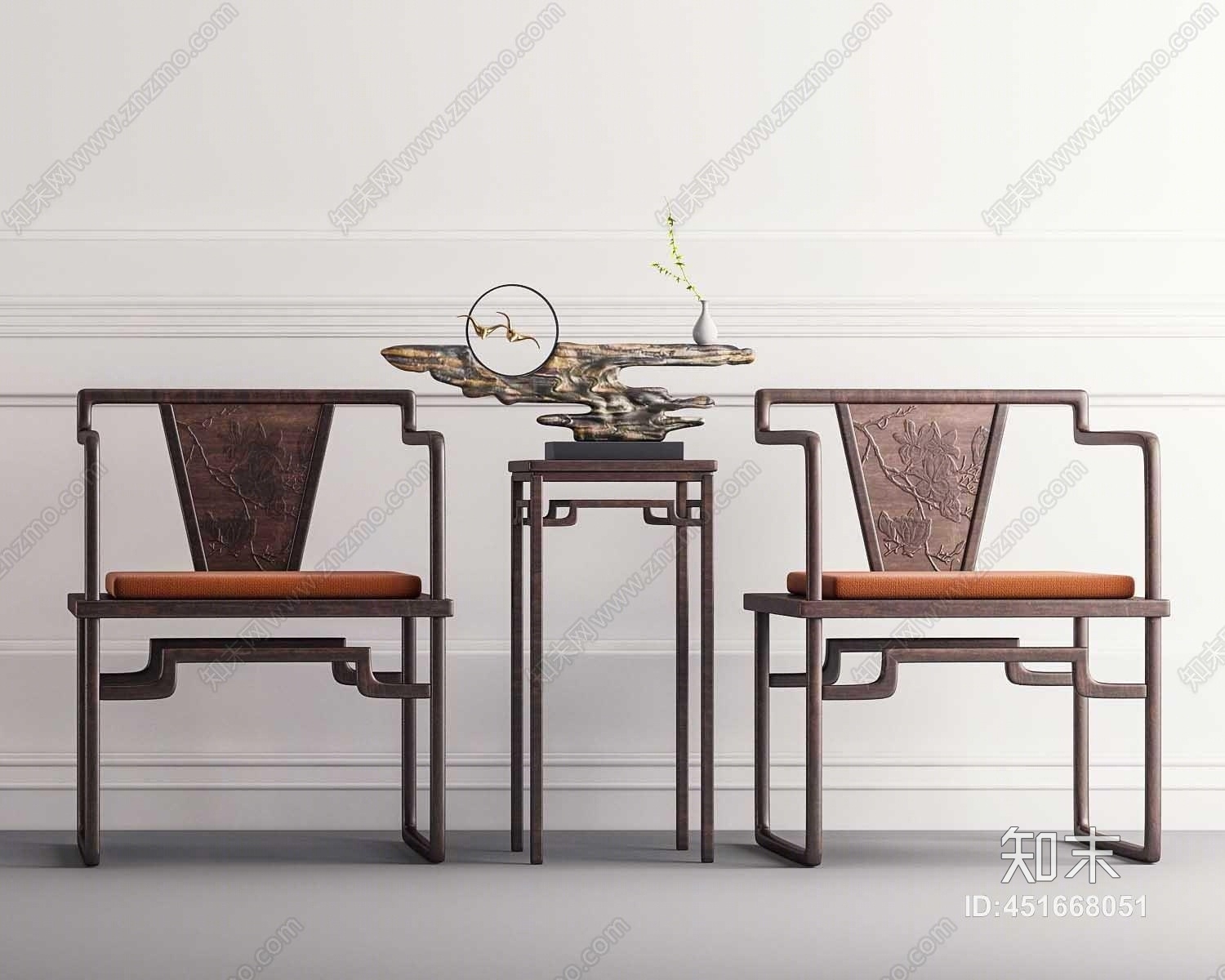 中式椅子茶几组合3D模型下载【ID:451668051】