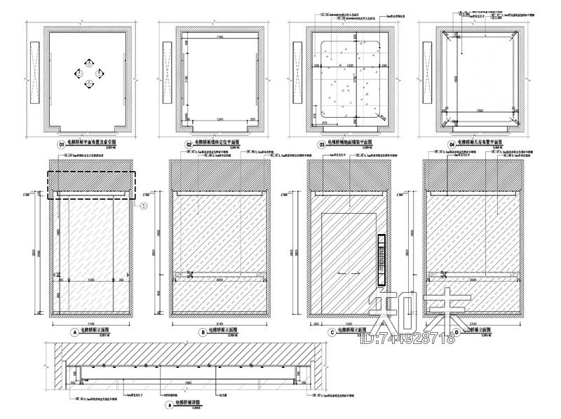 工装商业电梯轿厢施工图cad施工图下载【ID:744928718】