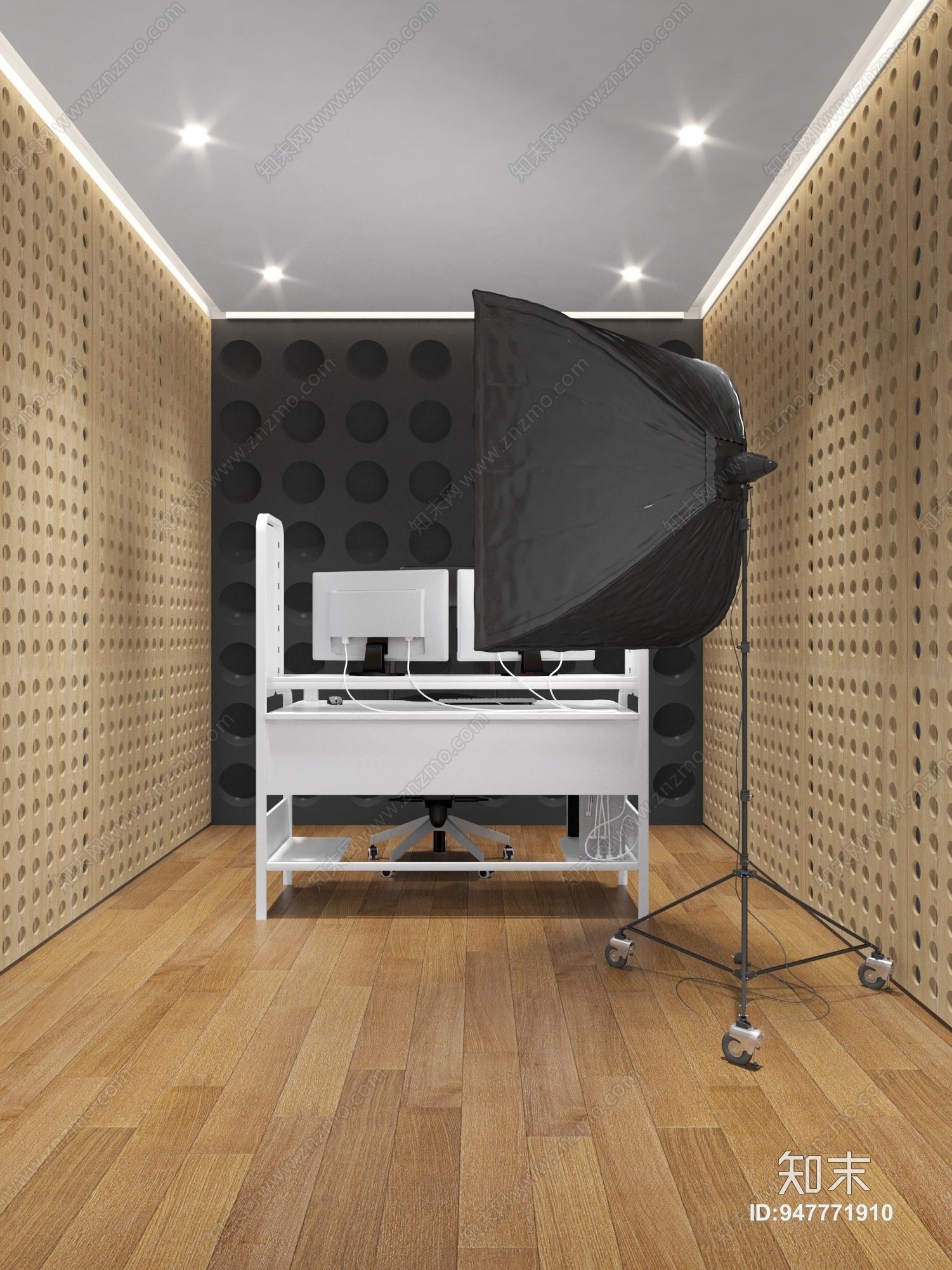 现代吸音板直播间3D模型下载【ID:947771910】