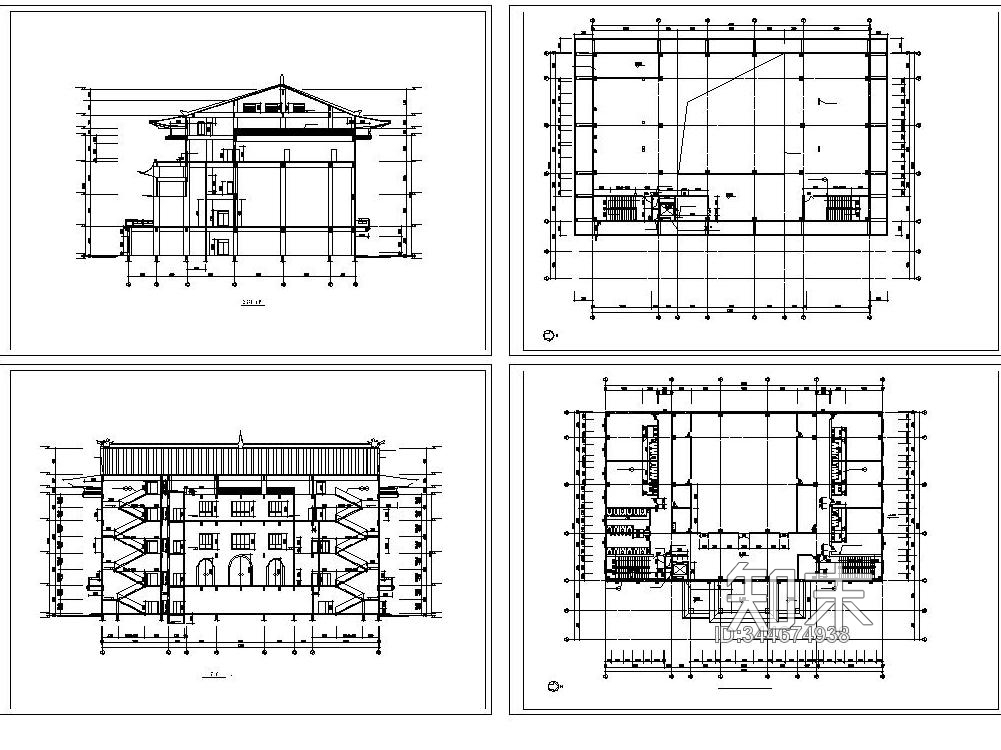 古建筑40套CAD图纸施工图施工图下载【ID:344674938】