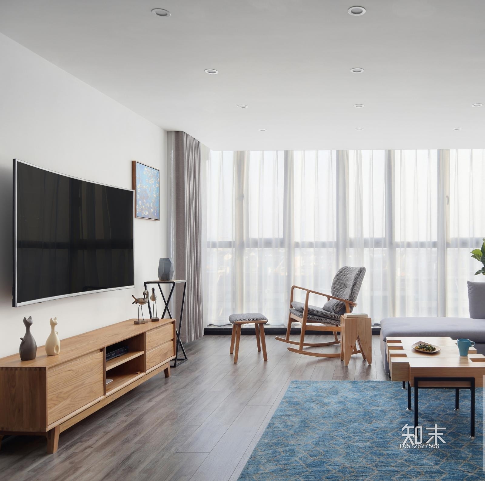 北欧风格简约家装样板房施工图CAD+效果图施工图下载【ID:532827568】