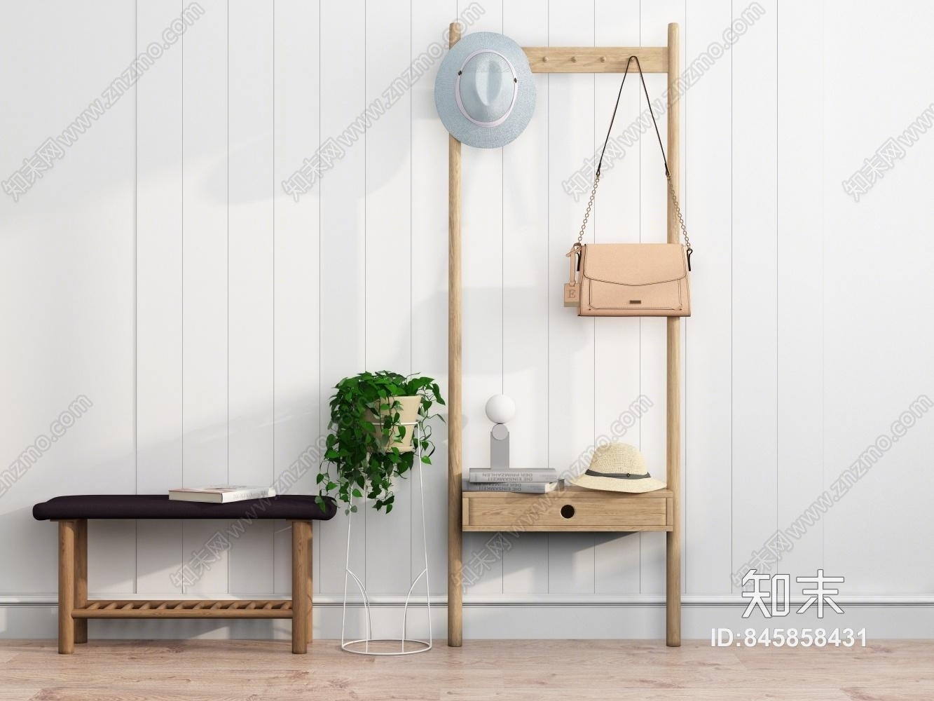 现代简约衣服架3D模型下载【ID:845858431】