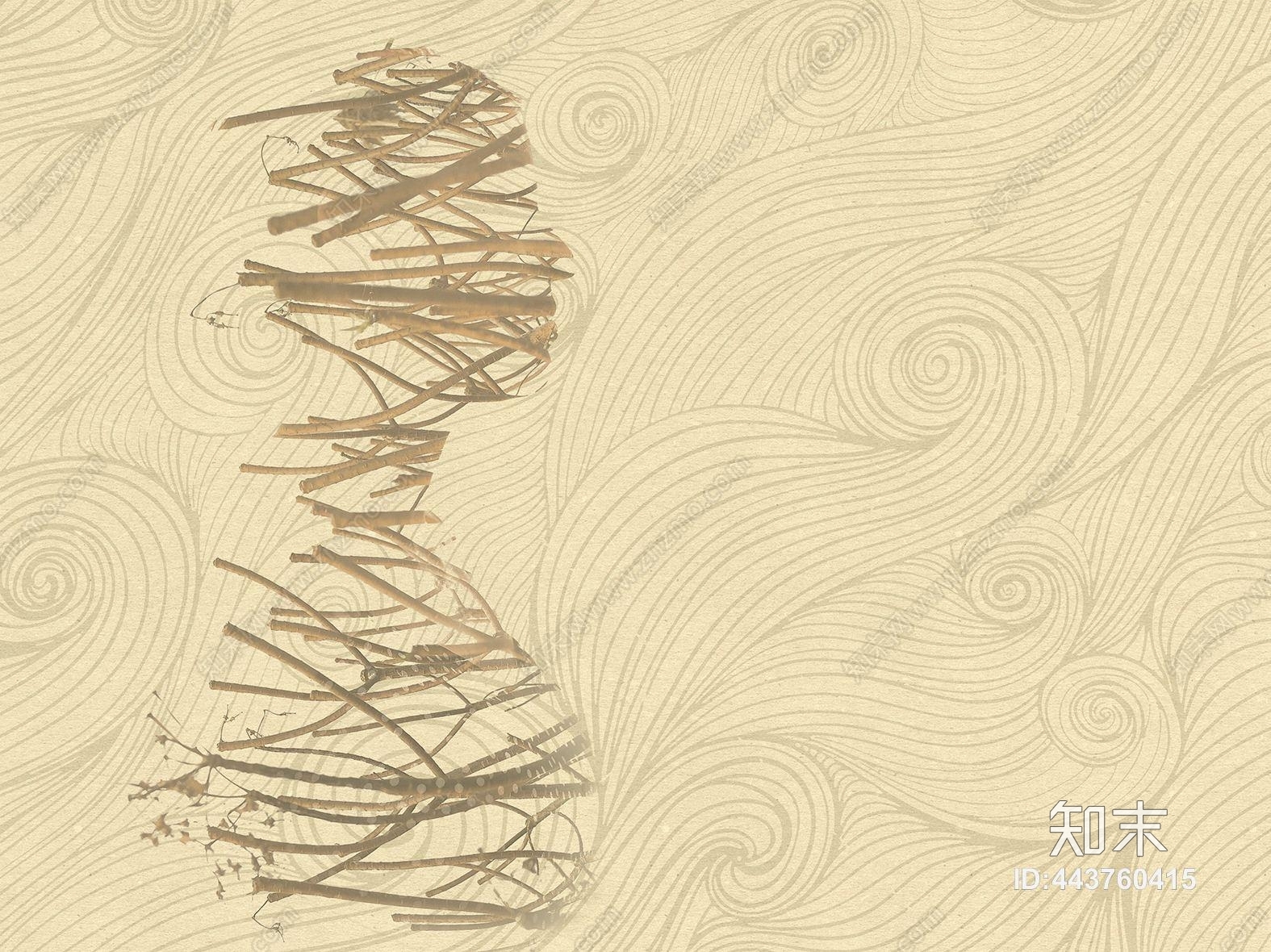 现代暖色系抽象花纹装饰壁纸壁画贴图下载【ID:443760415】