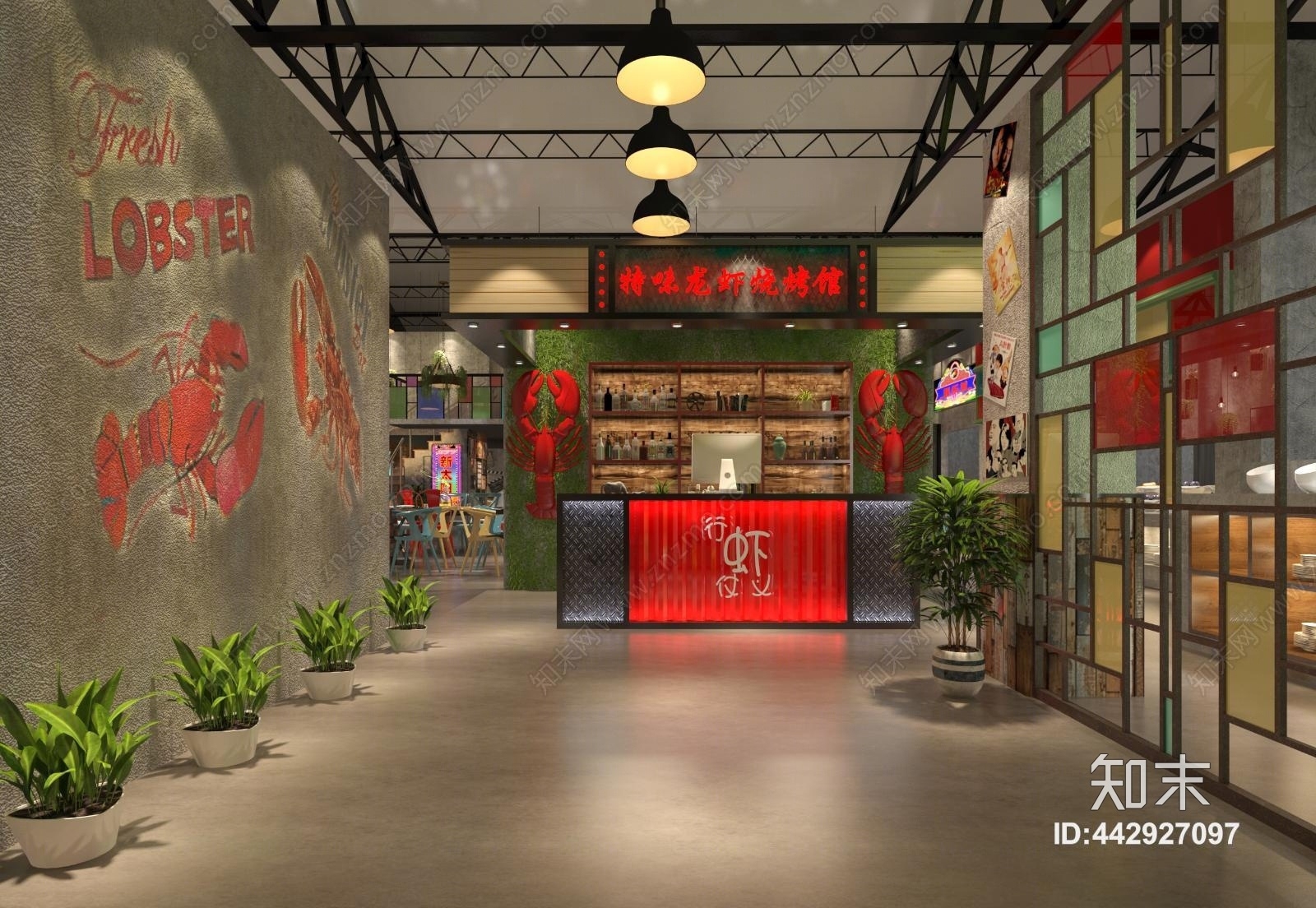 工业风烧烤店3D模型下载【ID:442927097】