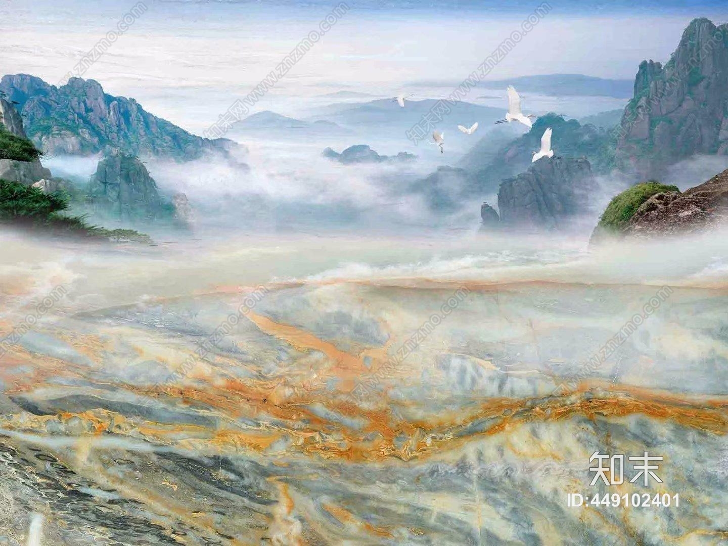 大理石纹山水图彩雕背景墙高清贴图贴图下载【ID:449102401】