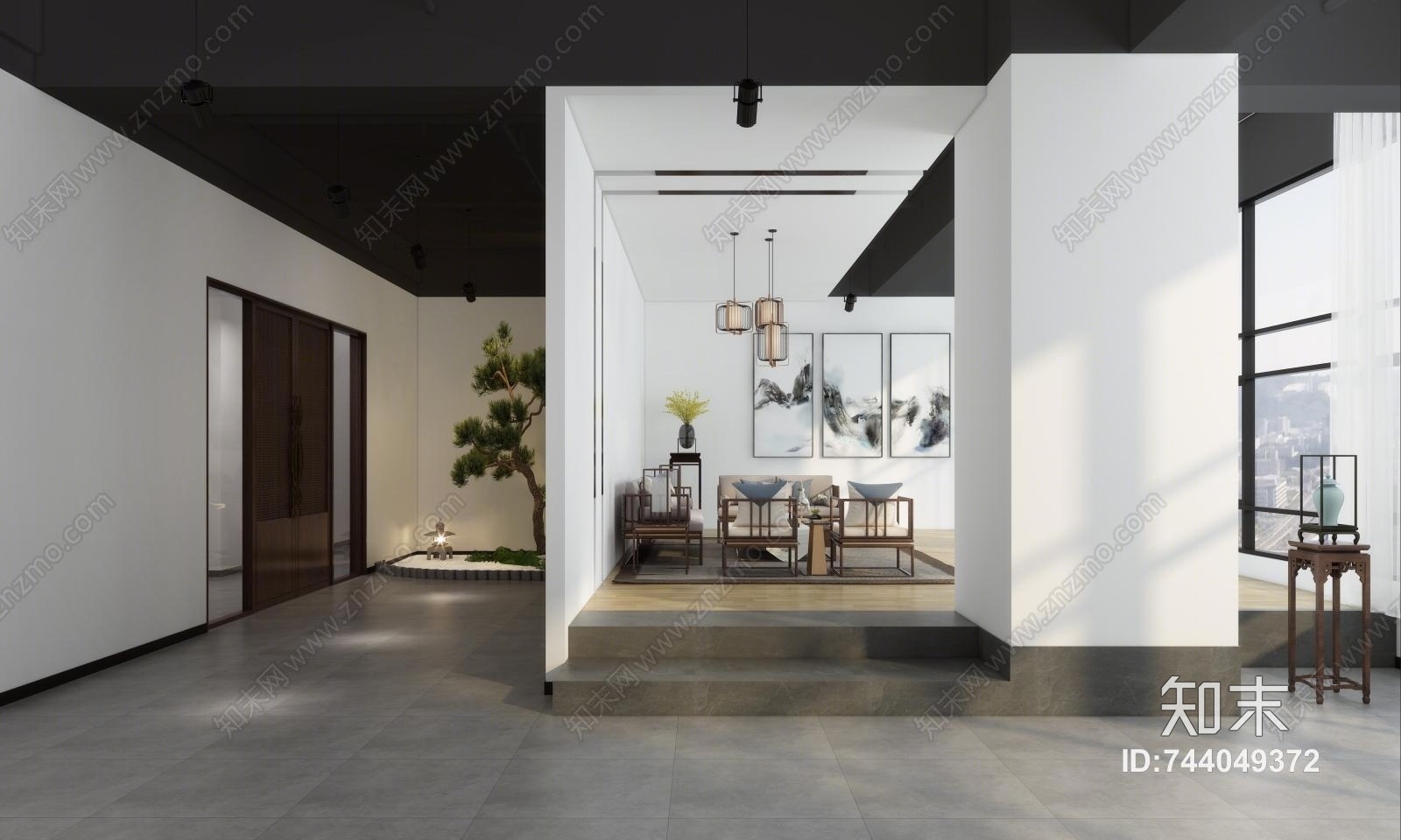 新中式办公室3D模型下载【ID:744049372】