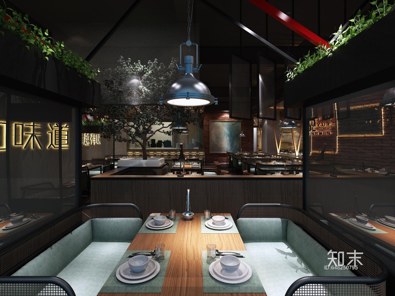 碳悦碳烤吧餐厅丨效果图施工图下载【ID:648250795】