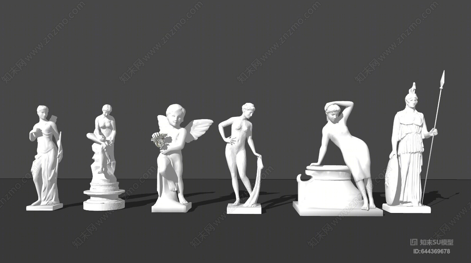 欧式天使雕塑SU模型下载【ID:644369678】