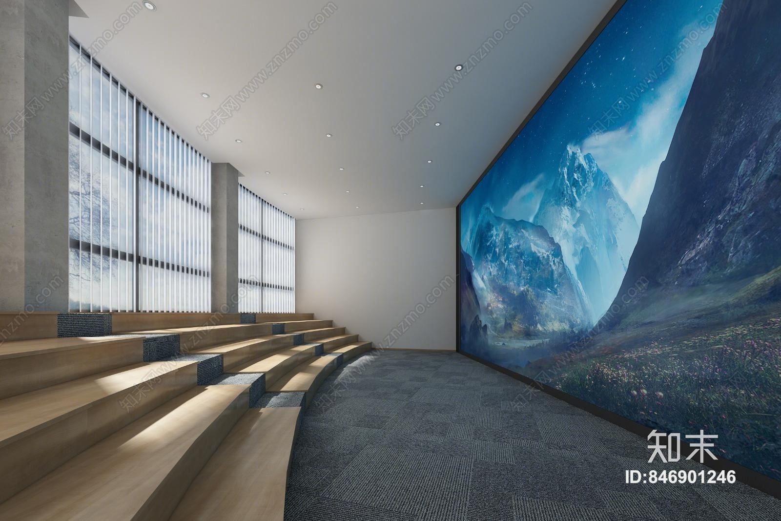 现代图书馆3D模型下载【ID:846901246】