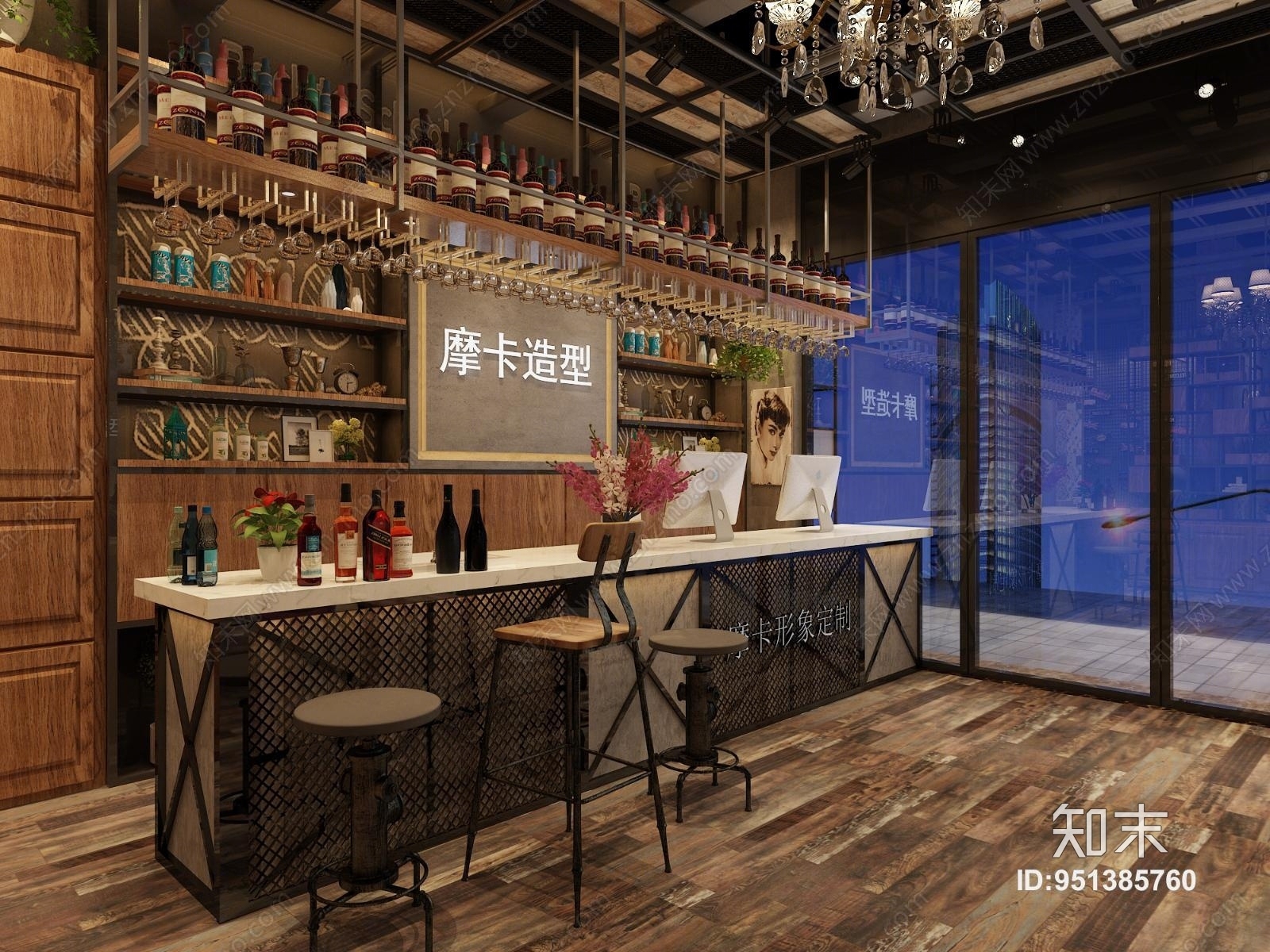 工业风理发店3D模型下载【ID:951385760】
