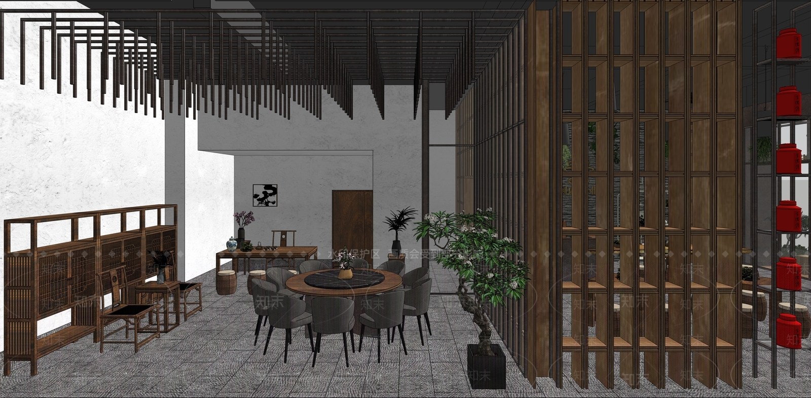 现代风格茶叶店SU模型下载【ID:533779857】
