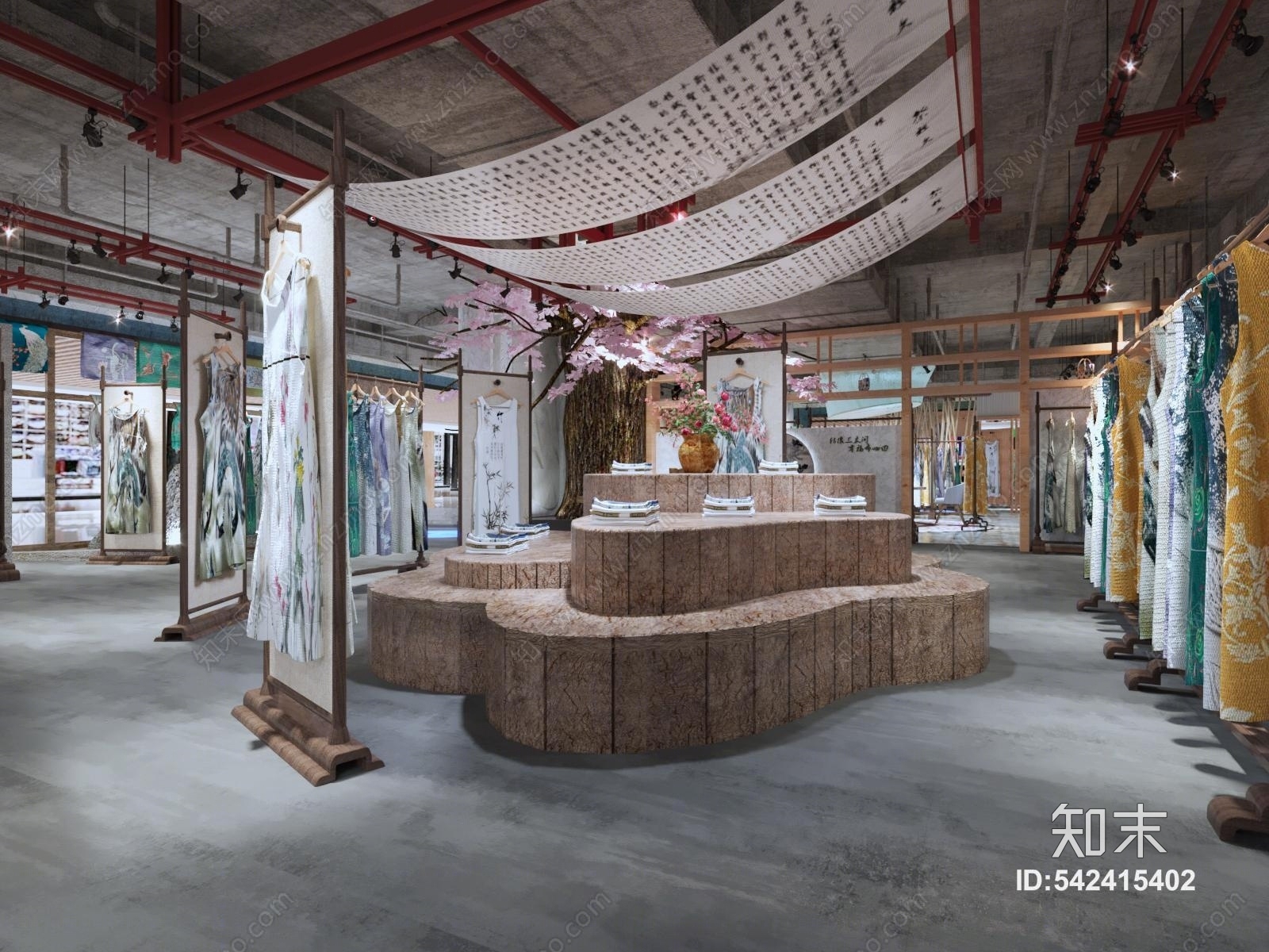 中式民族服装店3D模型下载【ID:542415402】