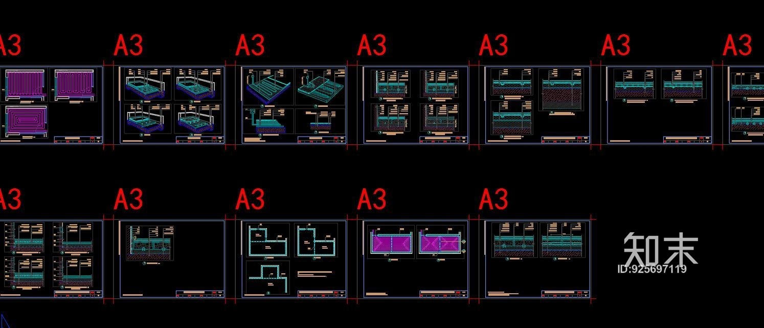 地暖CAD模型施工图下载【ID:925697119】