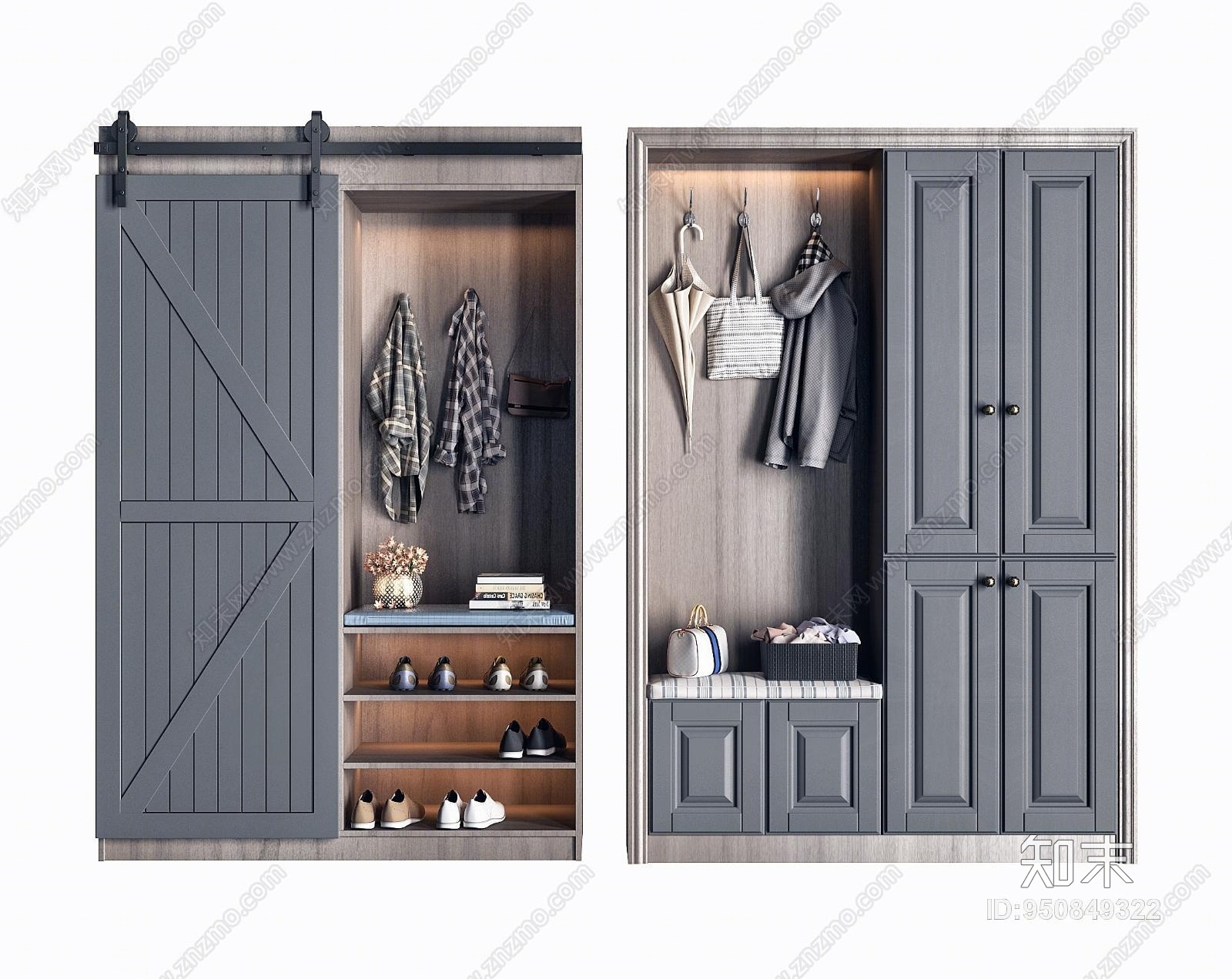 北欧简约门厅鞋柜3D模型下载【ID:950849322】