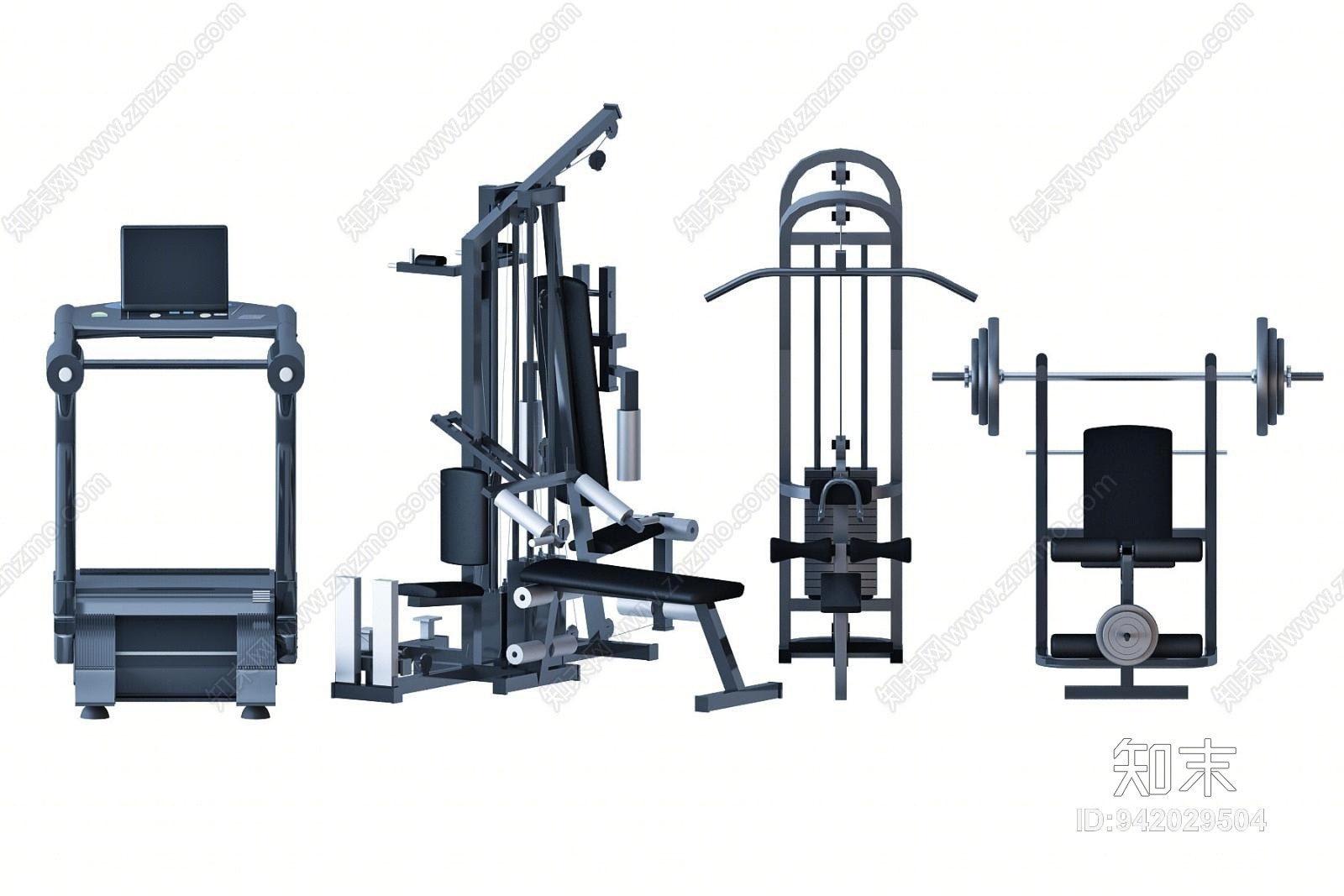 现代健身器材3D模型下载【ID:942029504】
