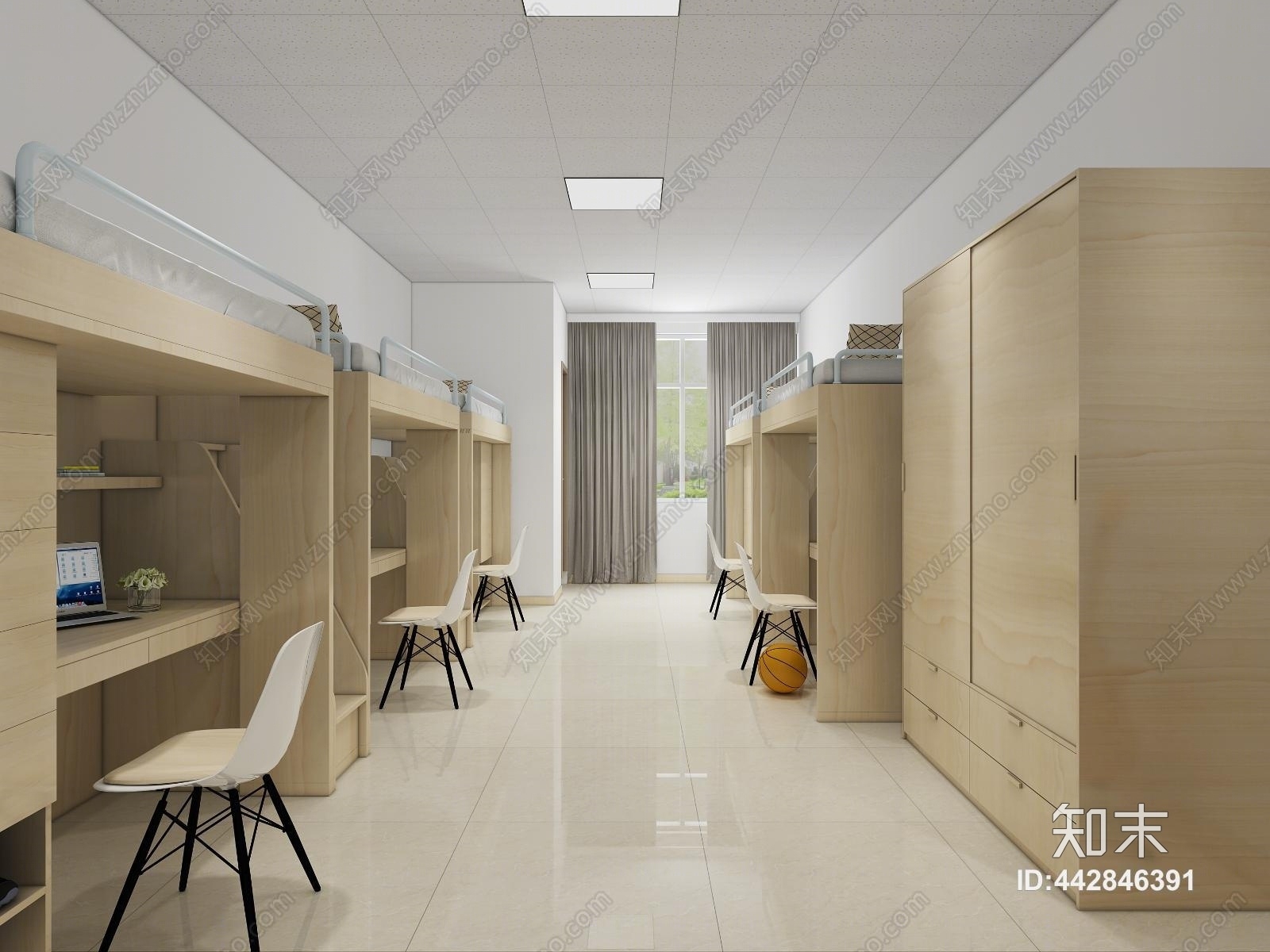 现代简约学生宿舍3D模型下载【ID:442846391】