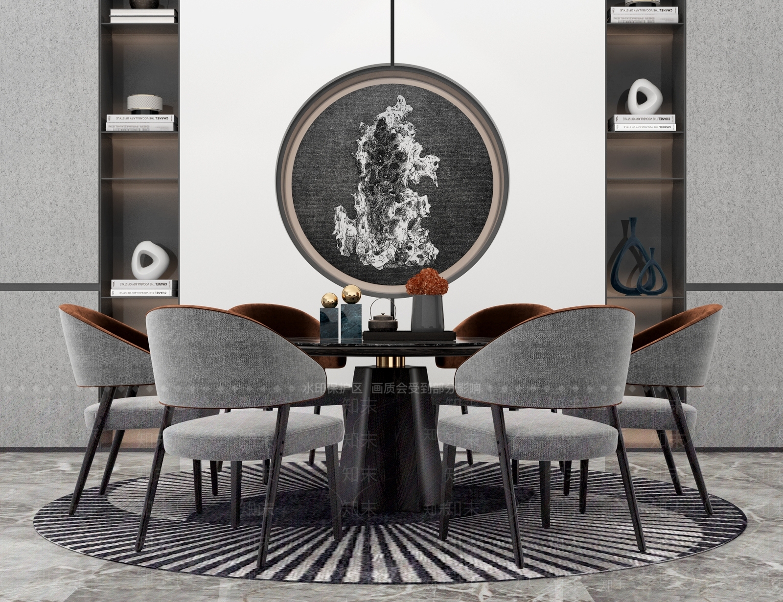 新中式餐厅餐厅座椅3D模型下载【ID:335305480】