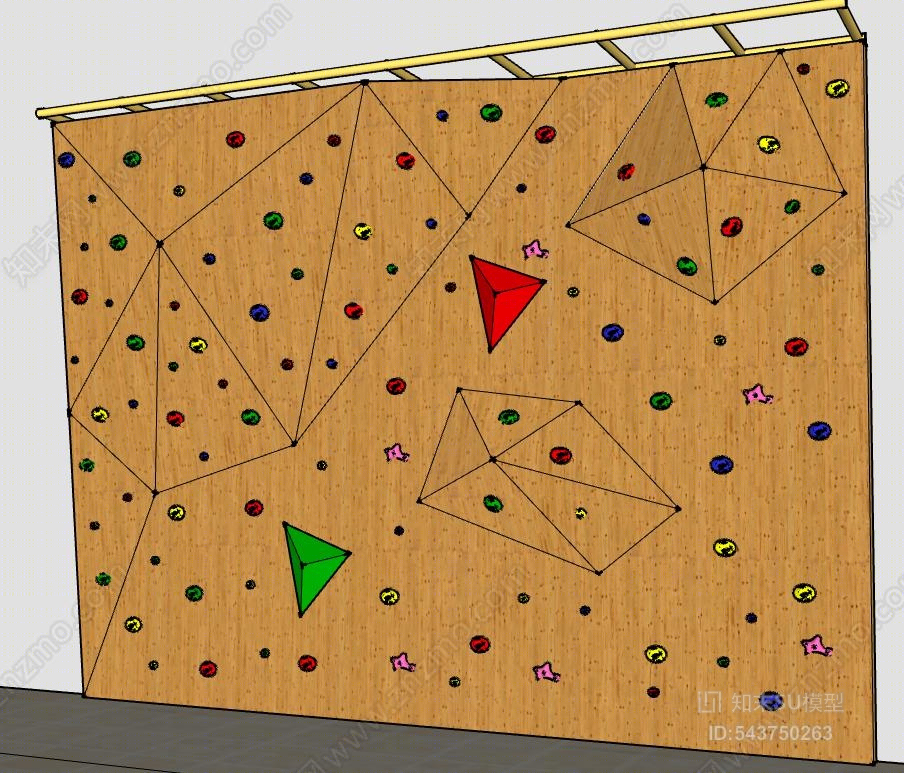 现代室内抱石攀岩SU模型下载【ID:543750263】