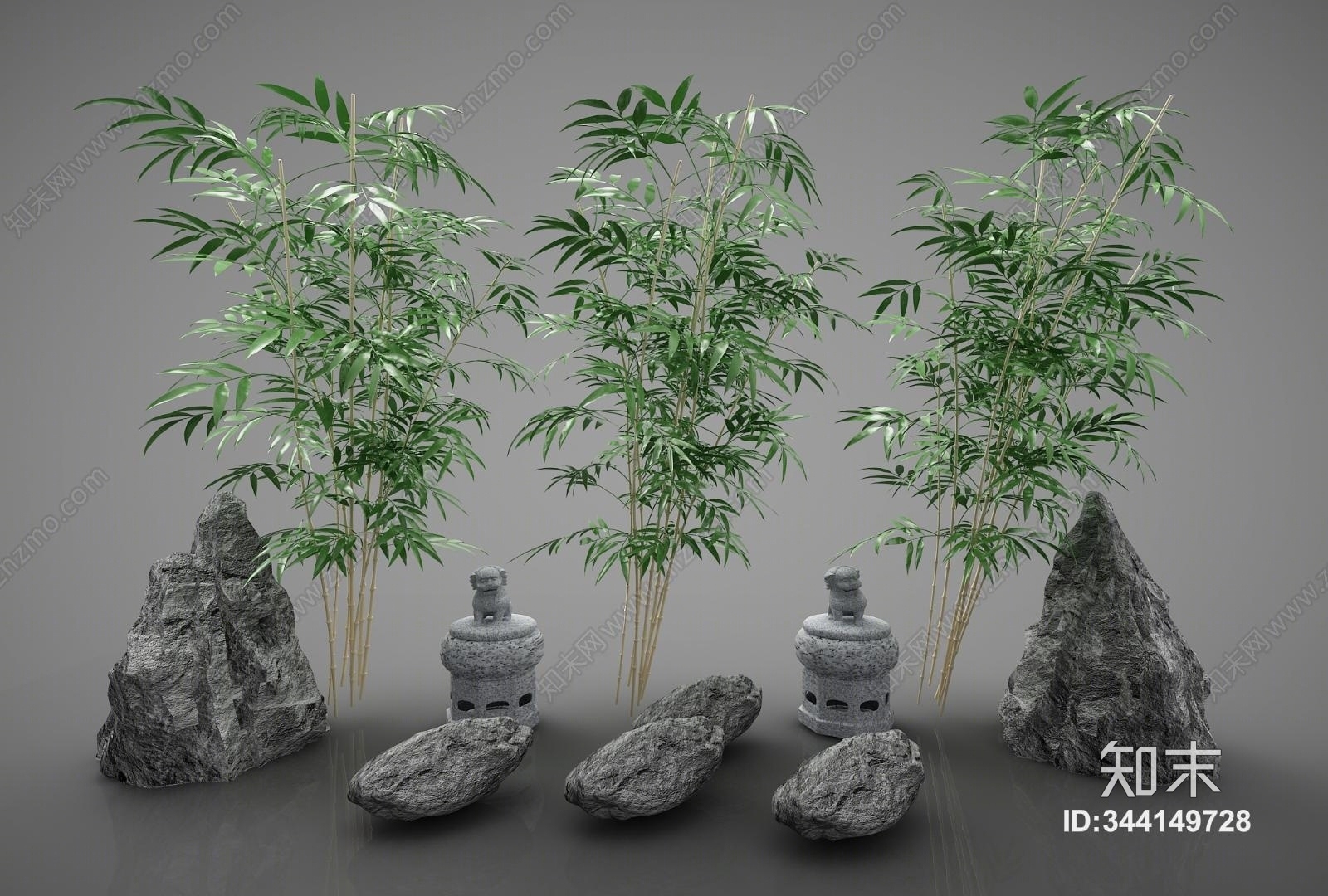 新中式园林景观小品3D模型下载【ID:344149728】