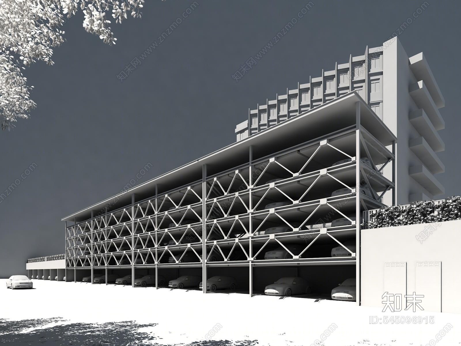 现代立体停车场3D模型下载【ID:545096915】