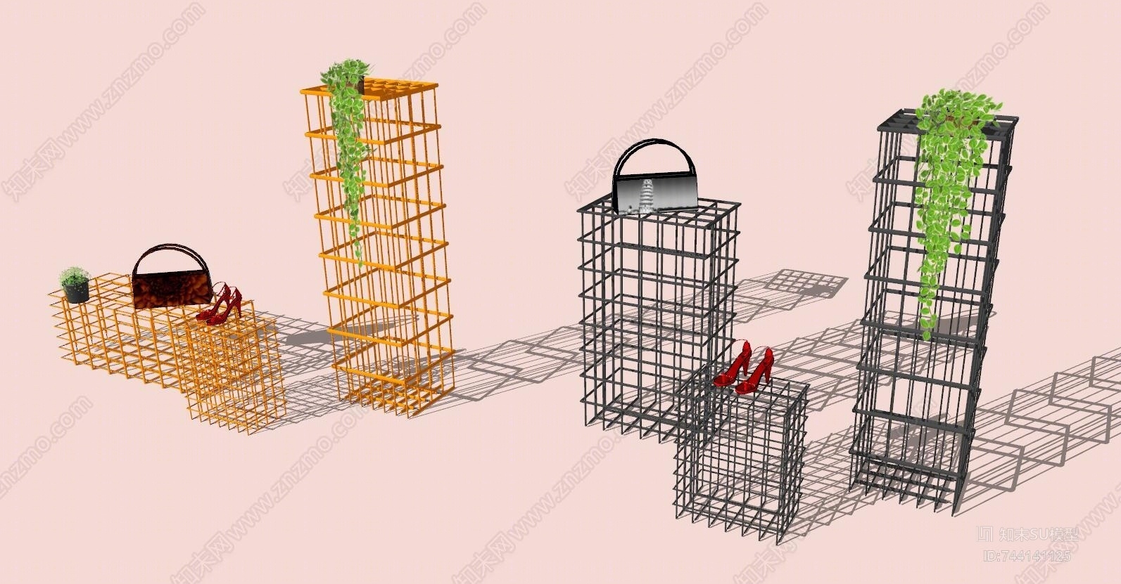 现代商品展示架SU模型下载【ID:744141125】
