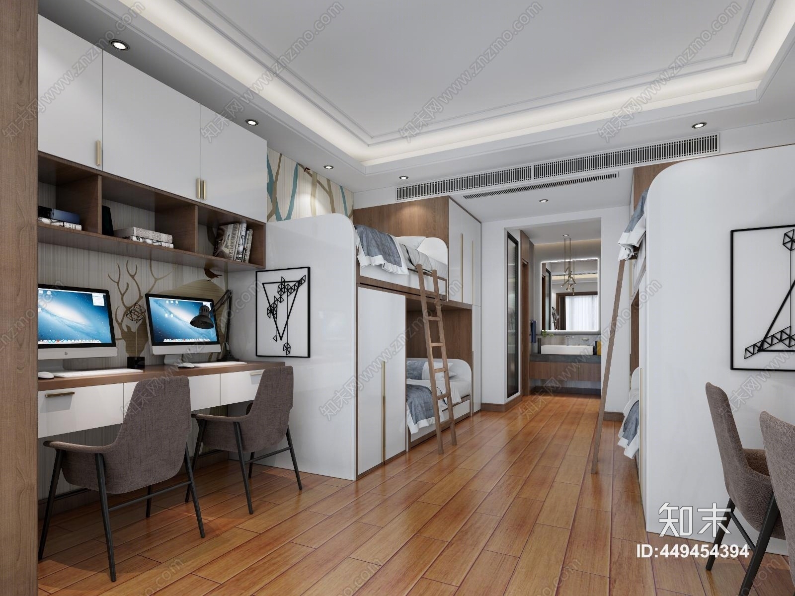 现代学生宿舍3D模型下载【ID:449454394】