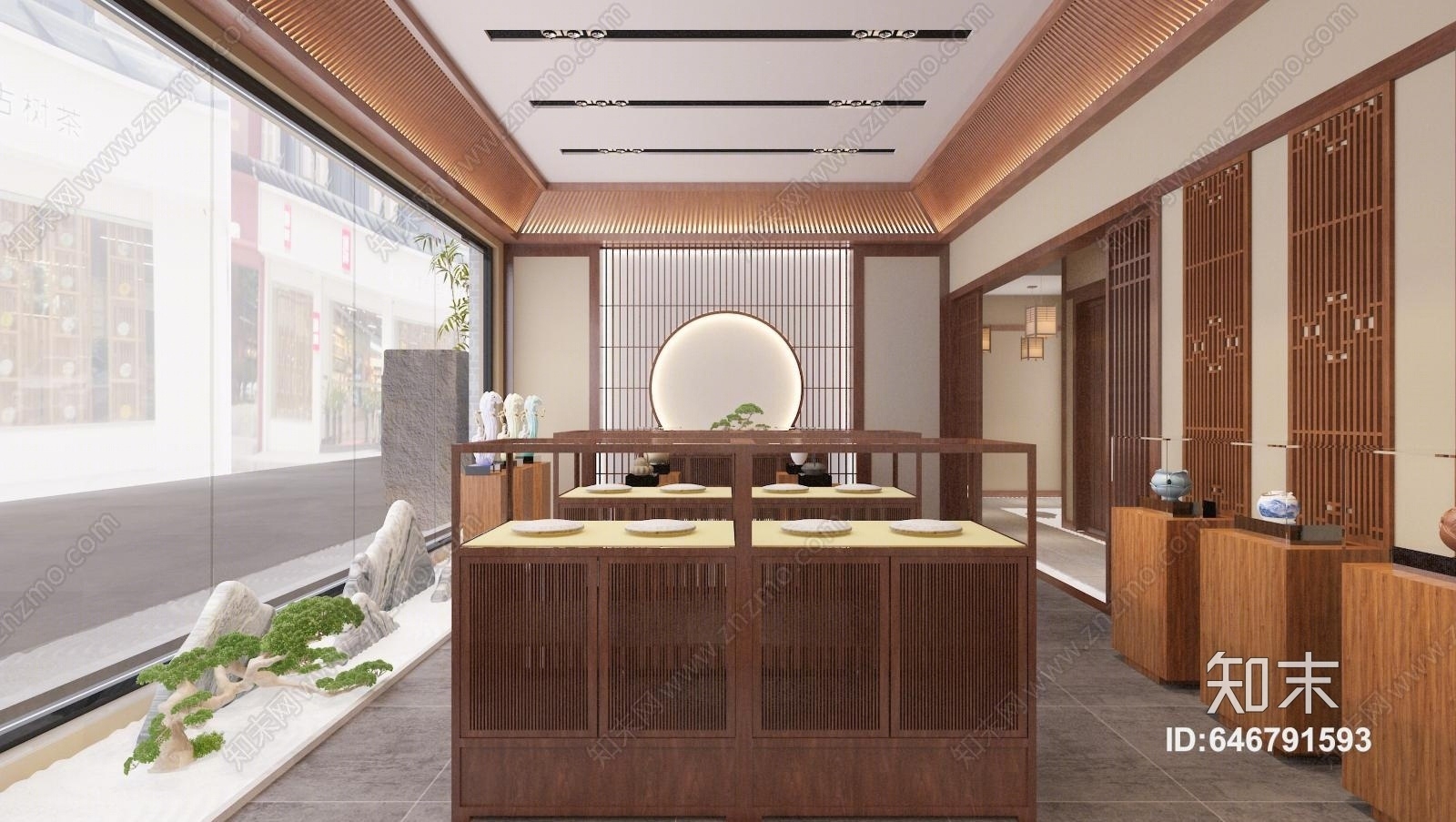 新中式茶室展厅3D模型下载【ID:646791593】