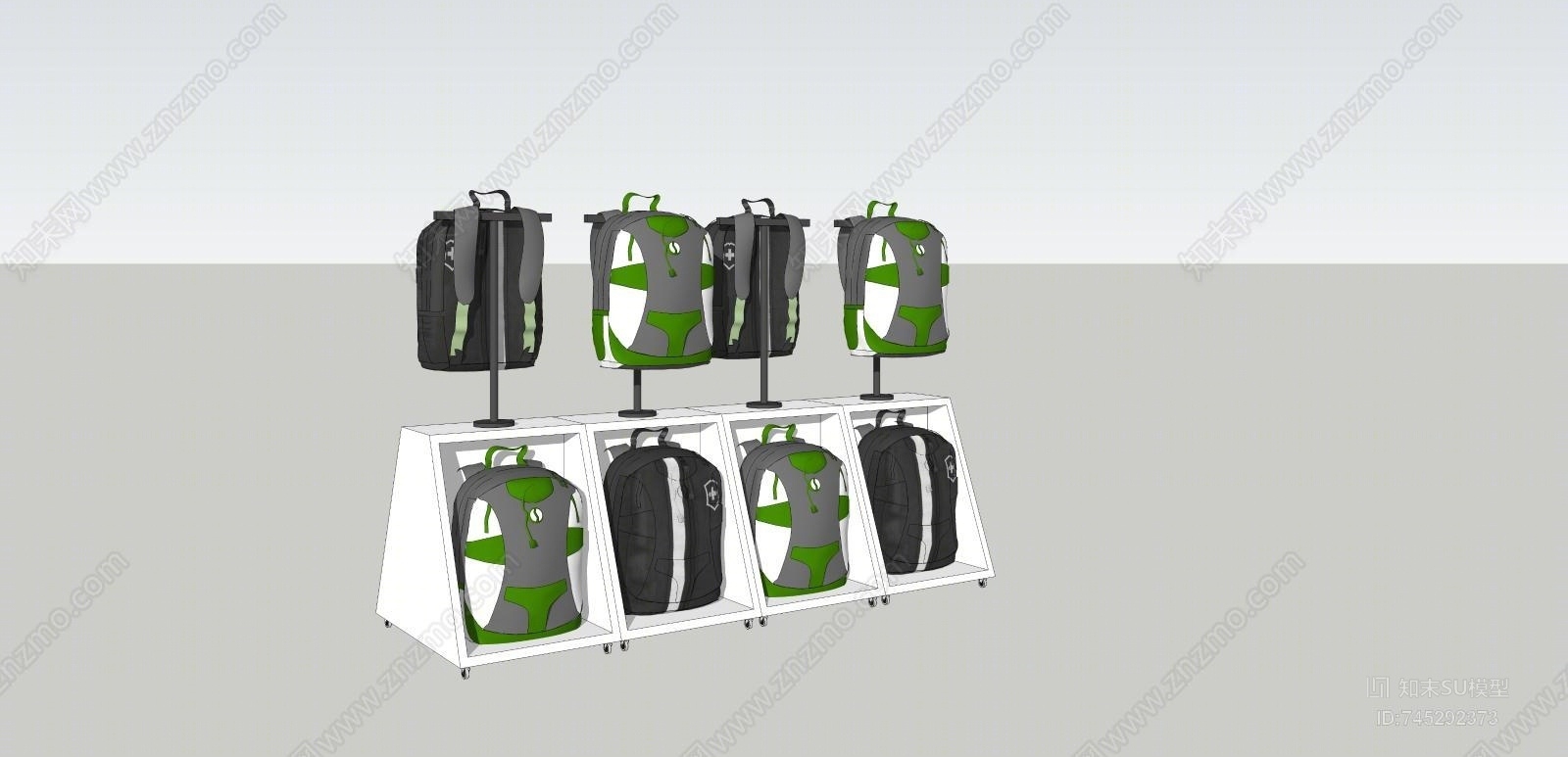 现代卖场货架SU模型下载【ID:745292373】