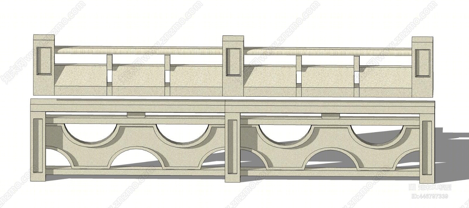 现代石材栏杆SU模型下载【ID:446797339】