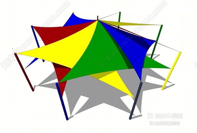 现代彩色遮阳棚SU模型下载【ID:243322899】