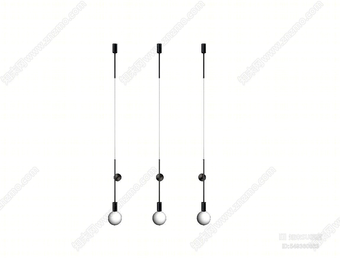 现代风格魔豆吊灯SU模型下载【ID:549360563】