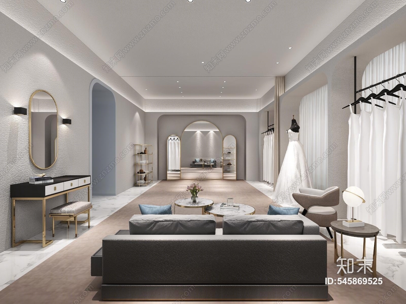 现代婚纱店试衣间3D模型下载【ID:545869525】