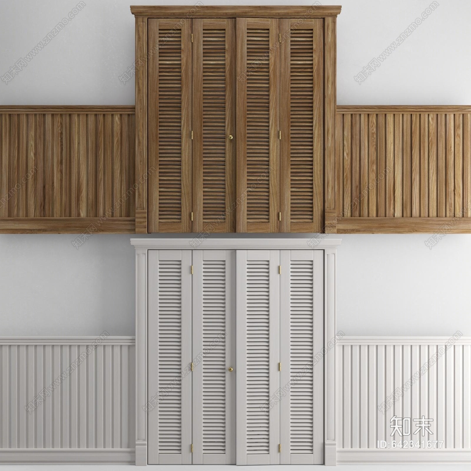 北欧百叶推拉门3D模型下载【ID:642341677】
